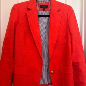 J.Crew Red Blazer with pinstripe lining